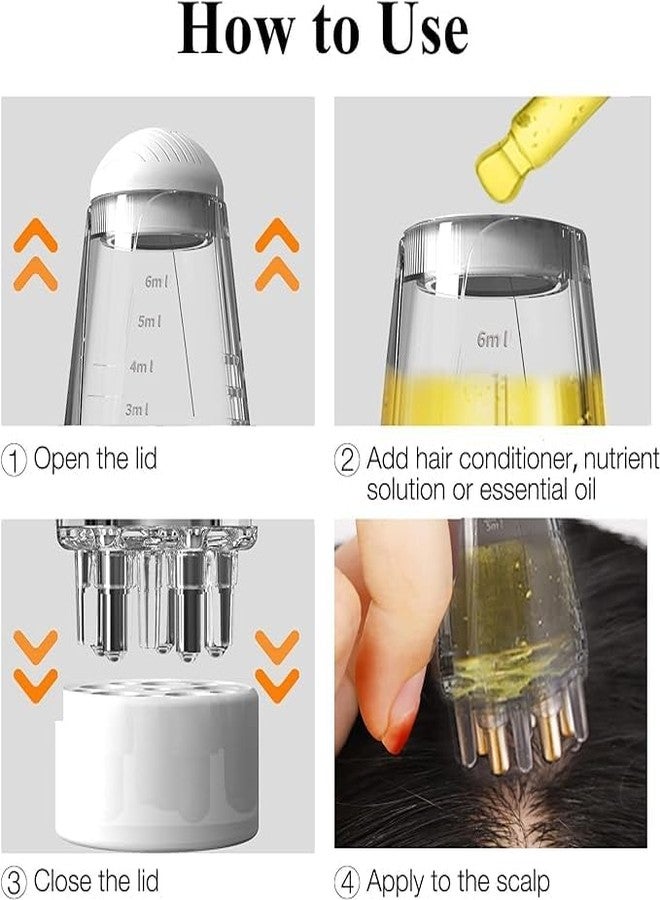 JAMBUVANTI Hair Oil Applicator Comb, Smooth Root Comb Applicator Bottle For Scalp Oil, Anti Hair Loss Lotion Dispenser, Anti-Leak, 6Ml Scale Control, Salon Care, Oily/Greasy Hair, Transparent (Round) - Image 4