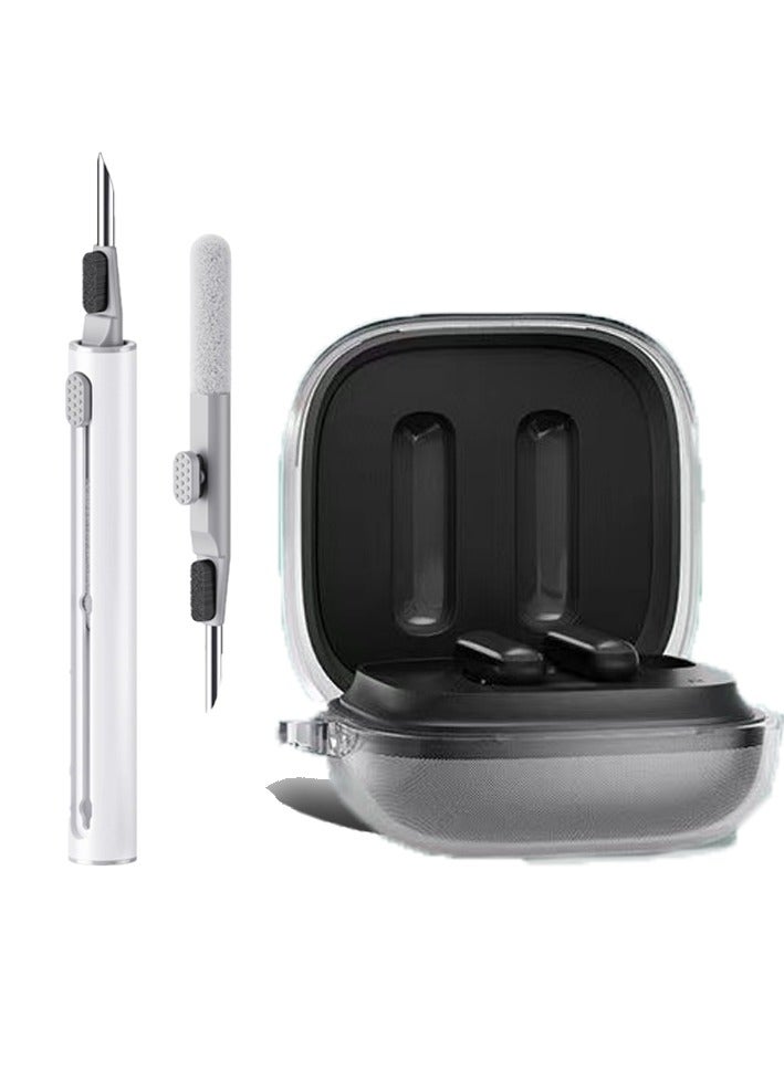 Transparent silicone Case for QCY T13X earphone With keychain&cleaning tools - Image 1