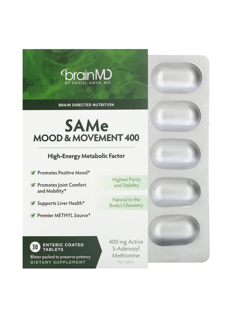 SAMe, Mood & Movement 400, 400 mg, 30 Enteric Coated Tablets