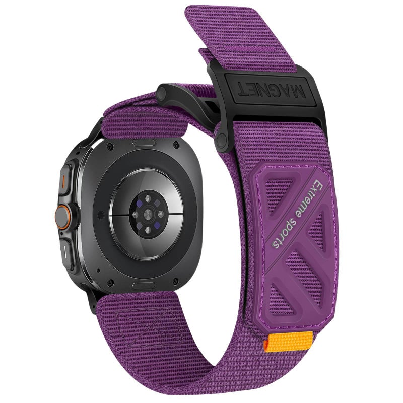 GLX سوار ساعة ذكية سوار نايلون حلقي متوافق مع Samsung Galaxy Watch 8 بملاءمة قابلة للتعديل وحزام بديل للاستخدام اليومي باللون بنفسجي قابل للتعديل باللون البنفسجي - Image 1