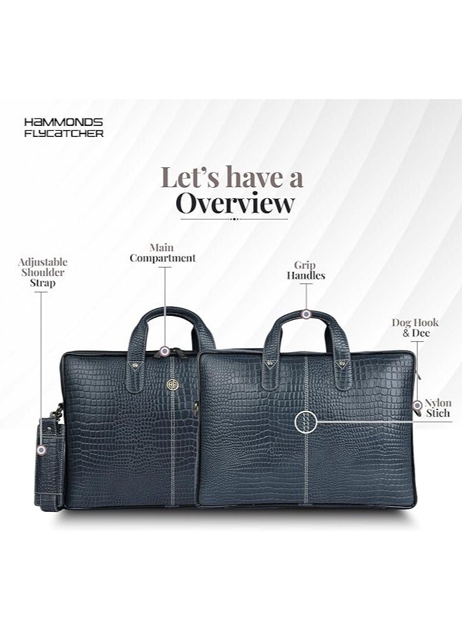  هاموندز فلاي كاتشر حقيبة مكتب جلدية للرجال - حقيبة كمبيوتر محمول مقاس 15.6 بوصة للرجال، حقيبة جلدية احترافية للرجال - أحزمة قابلة للتعديل وحجرات متعددة - Image 3