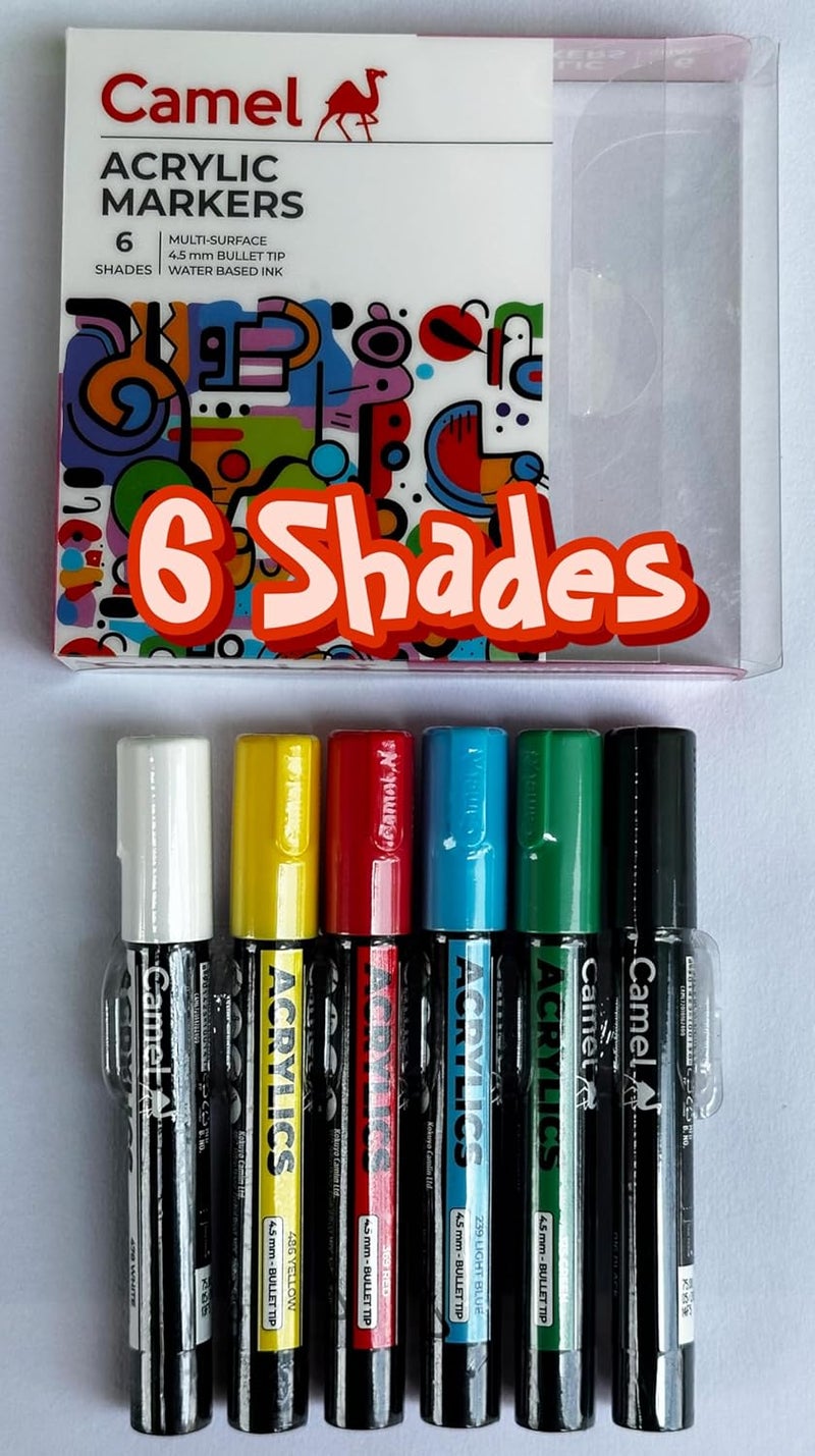MSGH Camel Acrylic Markers 6 shades, Bullet tip - Image 3
