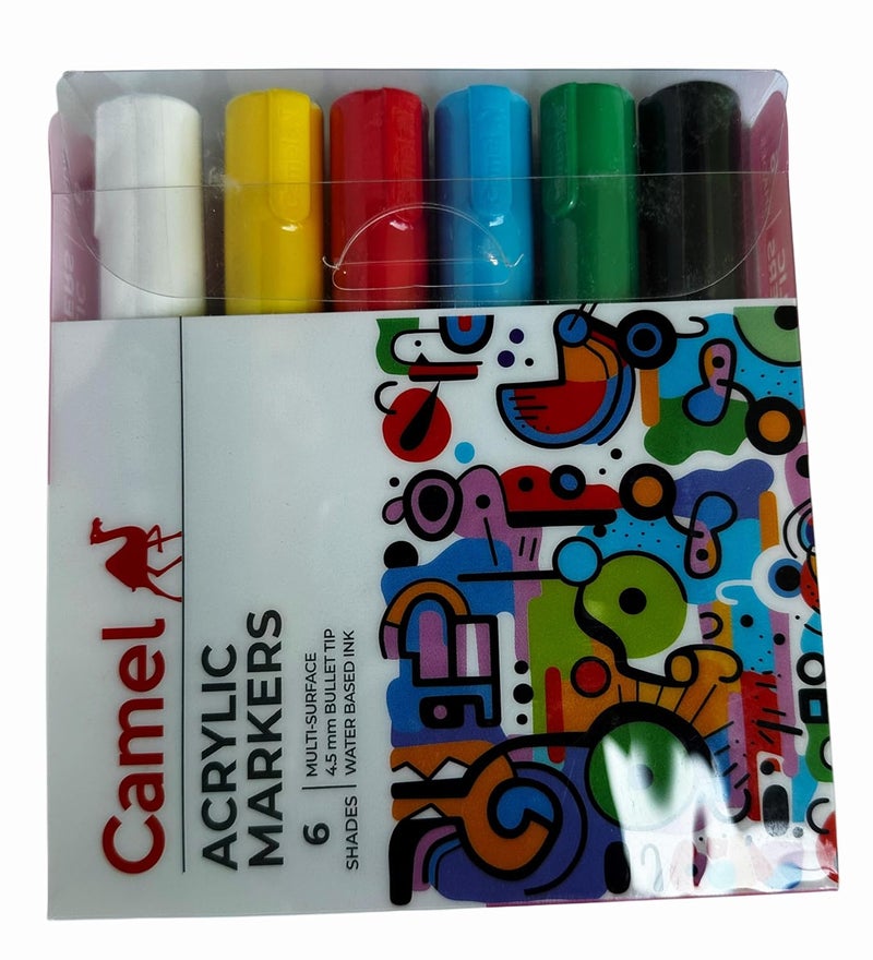 MSGH Camel Acrylic Markers 6 shades, Bullet tip - Image 1
