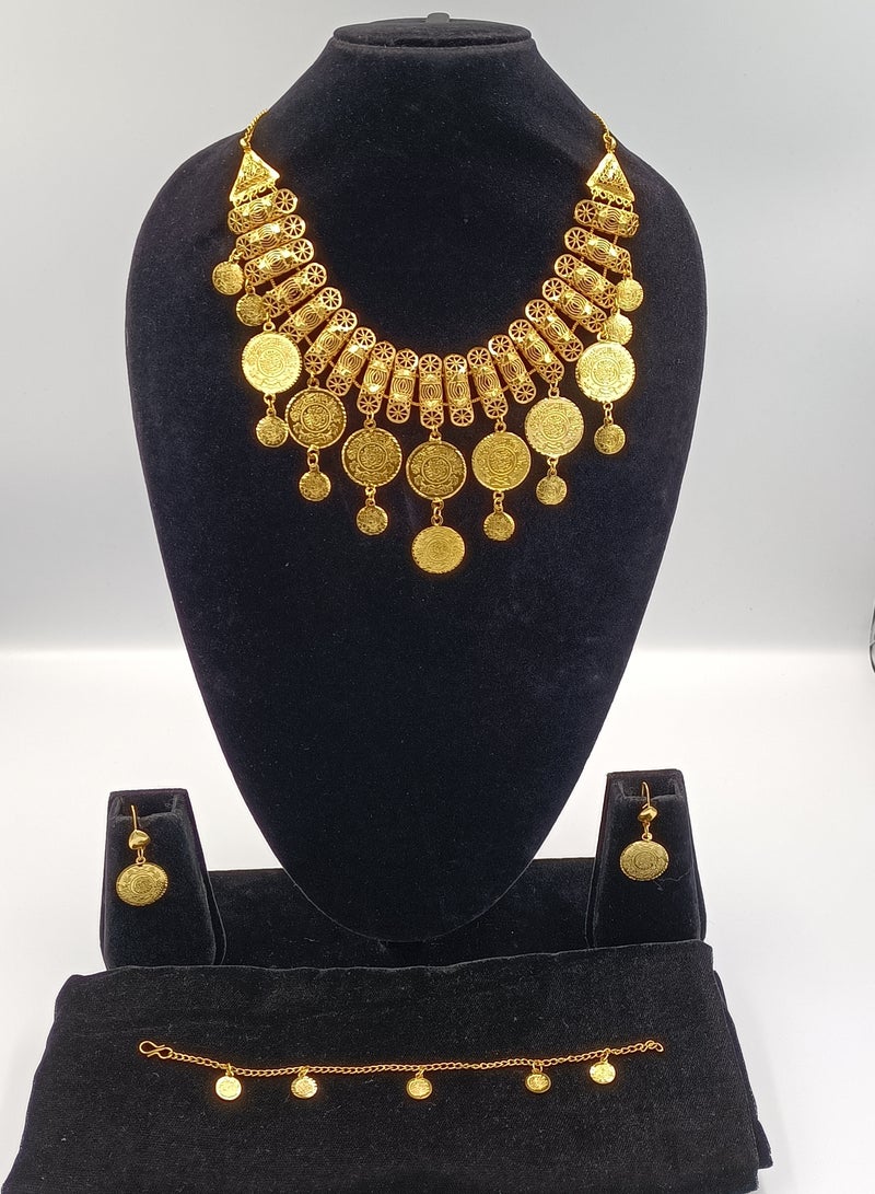 3-piece Fashion Jewellery Set Bohemia Gypsy Tibetan Vintage Coin Party Wear Necklace Earrings And Bracelet For Girls & Women - Image 2