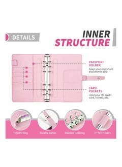 KASTWAVE Budget Binder with Cash Envelopes, A6 Stitching PU Leather Budget Binder with Zipper Envelopes and Budget Sheets, 12pcs Cash Budget Binder for Saving Money, Budget Envelopes Organizer for Cash System  - Image 3