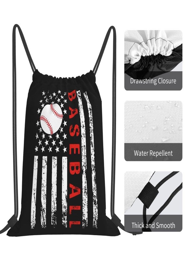 AIMASTZ American Baseball Flag Unisex Drawstring Backpack Bag Sport Gym Travel Swim Sackpack - Image 5