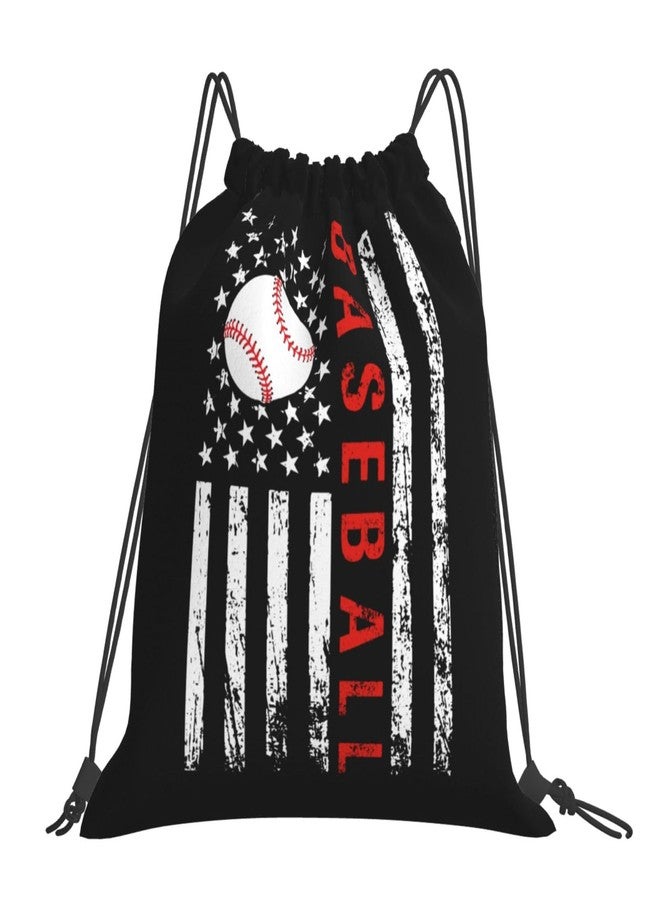 AIMASTZ American Baseball Flag Unisex Drawstring Backpack Bag Sport Gym Travel Swim Sackpack - Image 1