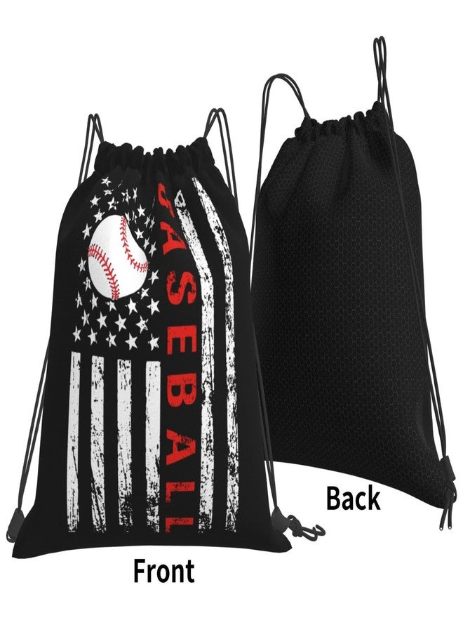AIMASTZ American Baseball Flag Unisex Drawstring Backpack Bag Sport Gym Travel Swim Sackpack - Image 2