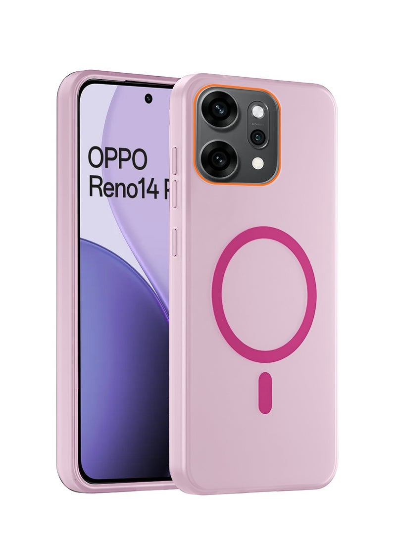 Wtech Oppo Reno14 Pro 5G 2025 Hybrid Translucent Magsafe with Magnetic Charging Raised Camera Lips Elegant Look Case Cover (MCMPMN) - Baby Pink - Image 1