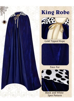 KASTWAVE 3 Pcs Kid Adult King Cape Costume Set Men Medieval King Robe Cape Regal Crown Scepter for Carnival Mardi Gras Cosplay  - Image 4