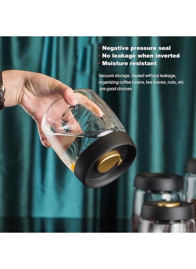 Happy Home Vacuum Sealed Borosilicate Glass Coffee Bean Storage Jar, Clear with Gold Lids 500ml  - Image 4