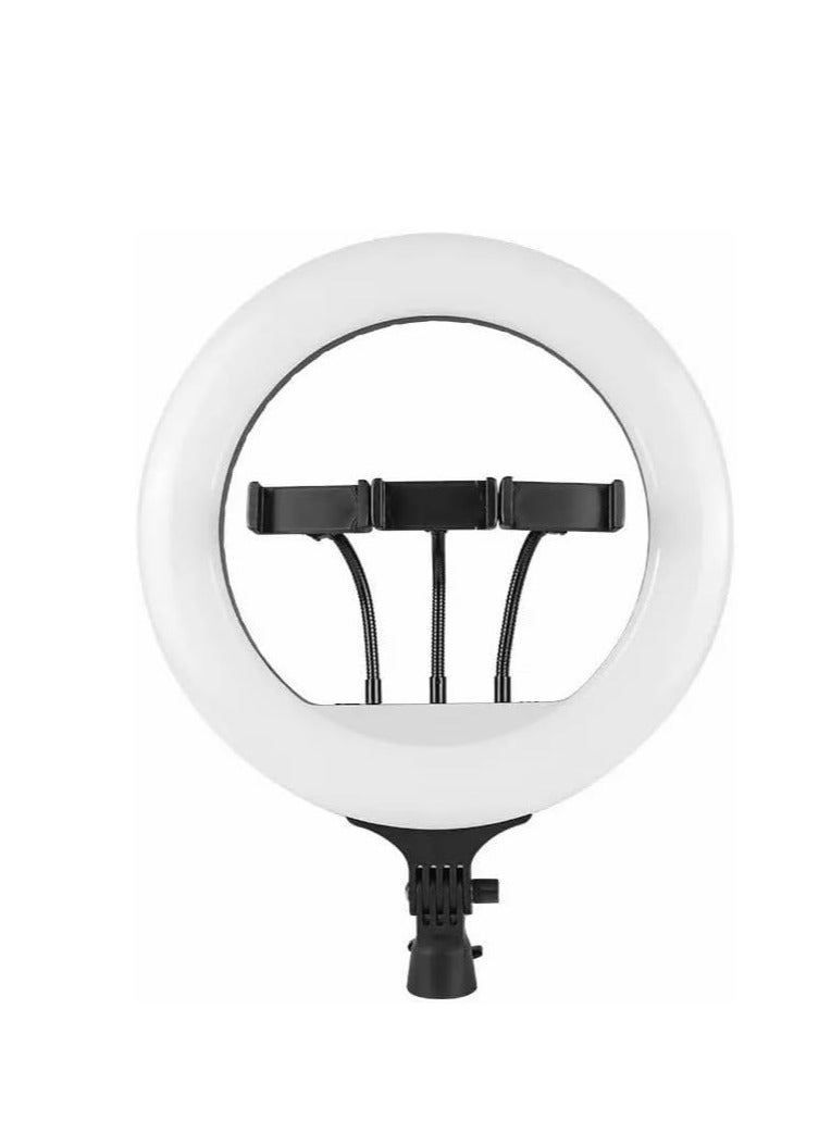 Soft LED Ring Light for Live Streaming and Makeup Artist 360 Degree 2700-6500K with 3 Mobile Phone Holders, Remote Control, 2m Stand, 45cm Diameter, White, Yellow, Max RL-18 with Bag  - Image 2