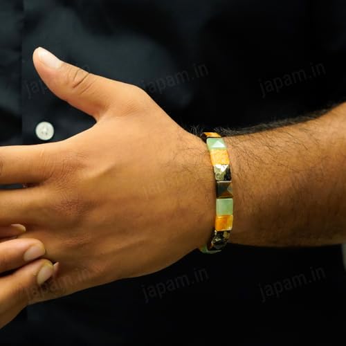 Japam Money Magnet Cubical Band with Pyrite, Tiger Eye, Citrine & Aventurine Beads | Wealth & Abundance Bracelet | Energy Healing Crystal Band | Certificate of Authenticity - Image 5