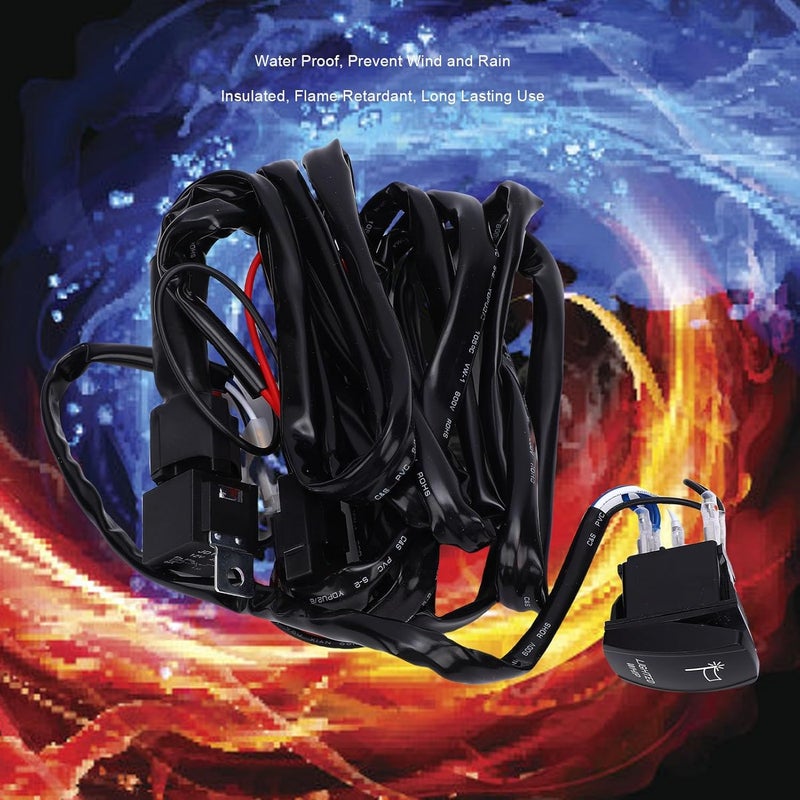 160W 16AWG Wiring Harness Kit, Lighted Whip Harness Set, Wire Kit with 10FT Cable, Rocker Switch & Relay, Ideal for RZR, Maver X3, Truck, UTV, ATV & SUV - Image 5