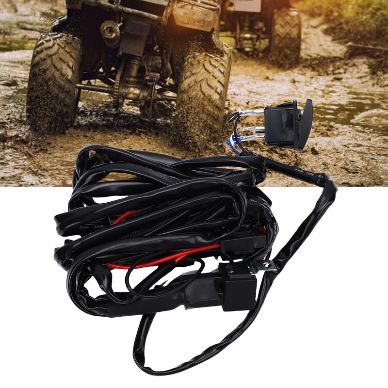 160W 16AWG Wiring Harness Kit, Lighted Whip Harness Set, Wire Kit with 10FT Cable, Rocker Switch & Relay, Ideal for RZR, Maver X3, Truck, UTV, ATV & SUV - Image 4