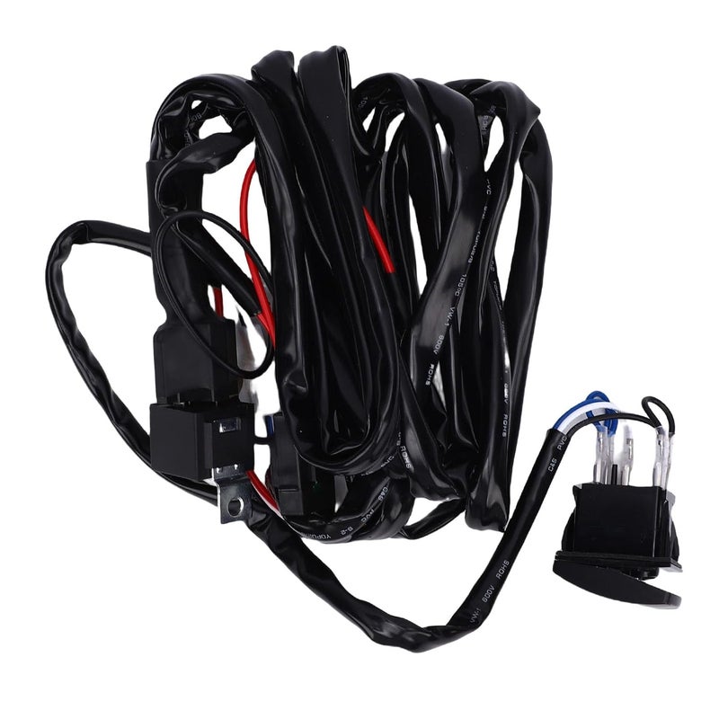 160W 16AWG Wiring Harness Kit, Lighted Whip Harness Set, Wire Kit with 10FT Cable, Rocker Switch & Relay, Ideal for RZR, Maver X3, Truck, UTV, ATV & SUV - Image 1