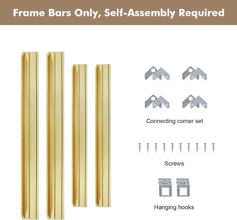 FOLKOR إطار عائم للوحات قماشية مقاس 18×24، إطار قماشي معدني DIY بعمق 1.5 بوصة، إطار عائم عصري للوحات الزيت وتزيين جدران غرف المعيشة وغرف النوم والمكاتب المنزلية بالصور الشخصية والمناظر الطبيعية (ذهبي) - Image 2