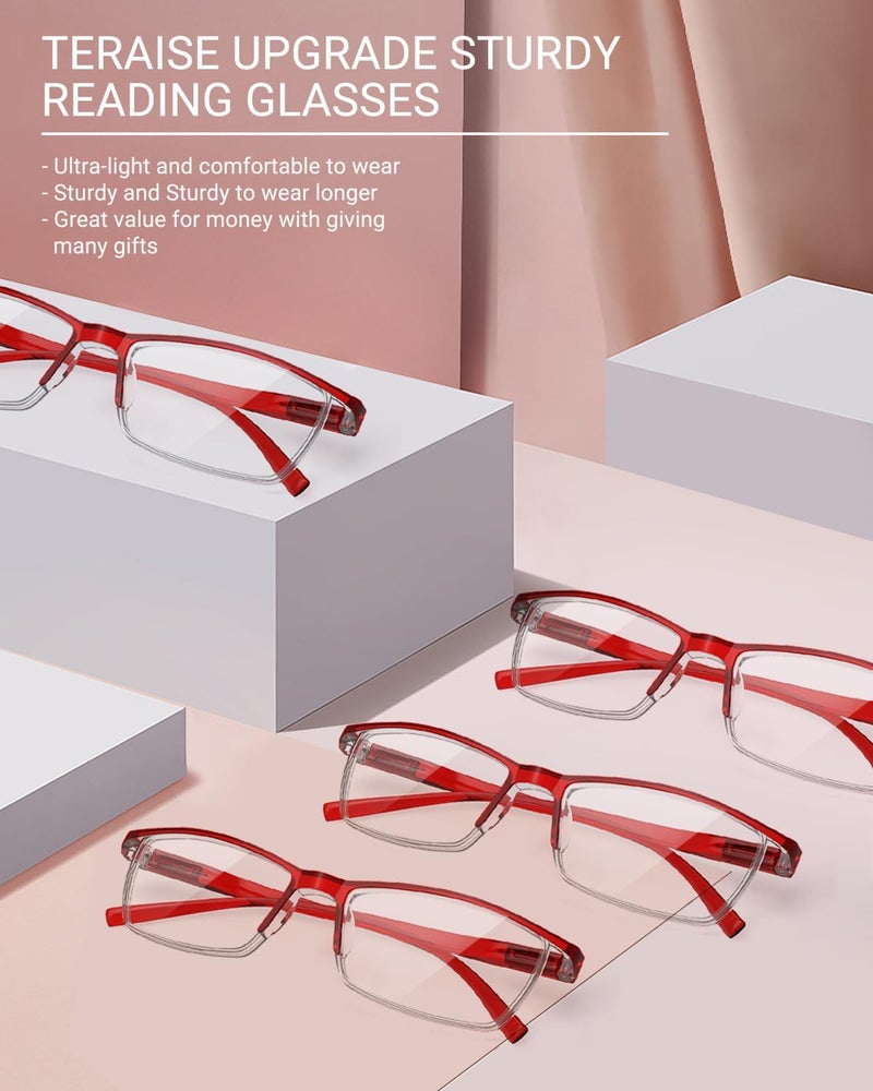 TERAISE 4PCS Value Anti-Blue Light Reading Glasses,Lightweight Comfortable Reader Glasses for Men and Women,Sturdy Computer Reading Glasses Blue Light Blocking Included Eyeglasses Case - Image 2