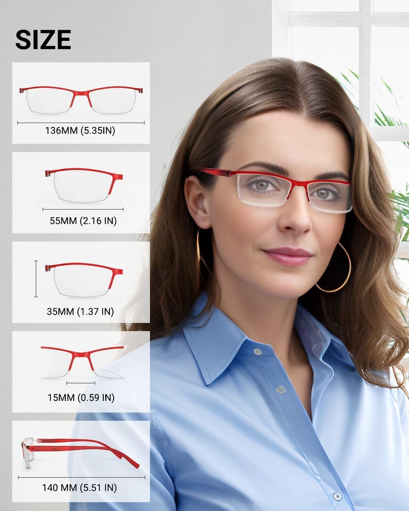 TERAISE 4PCS Value Anti-Blue Light Reading Glasses,Lightweight Comfortable Reader Glasses for Men and Women,Sturdy Computer Reading Glasses Blue Light Blocking Included Eyeglasses Case - Image 5