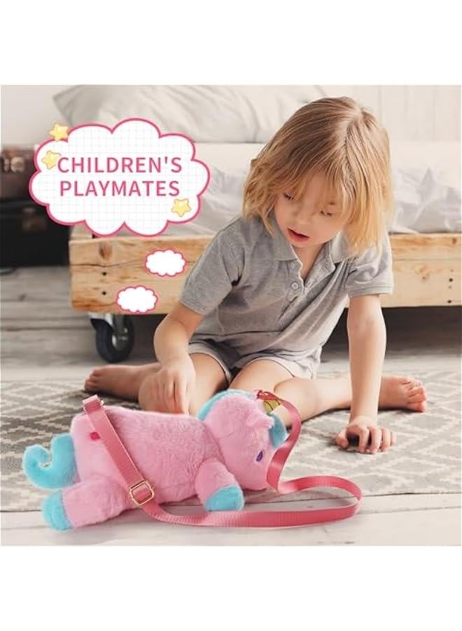 Unicorn Stuffed Animal Pink Plush Purse, Cute Unicorn Toys for Girls age 4-6, Crossbody Bag for Kids 3 4 5 6 7 8 9 10 11 12 Years Old Girls Tweens and Teens Birthday  - Image 4
