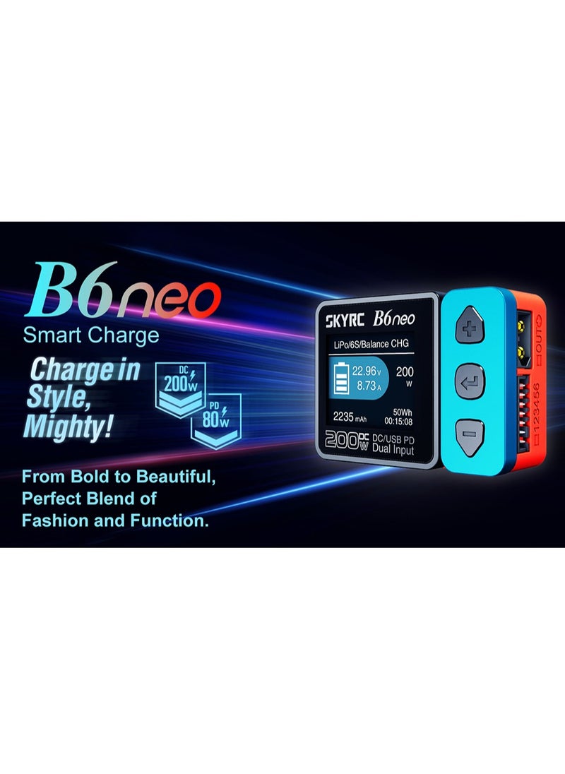 سكاي آر سي شاحن SkyRC B6 Neo الذكي DC 200W PD 80W LiPo شاحن متوازن SK 100198 شاحن تفريغ مدمج 6S  - Image 2