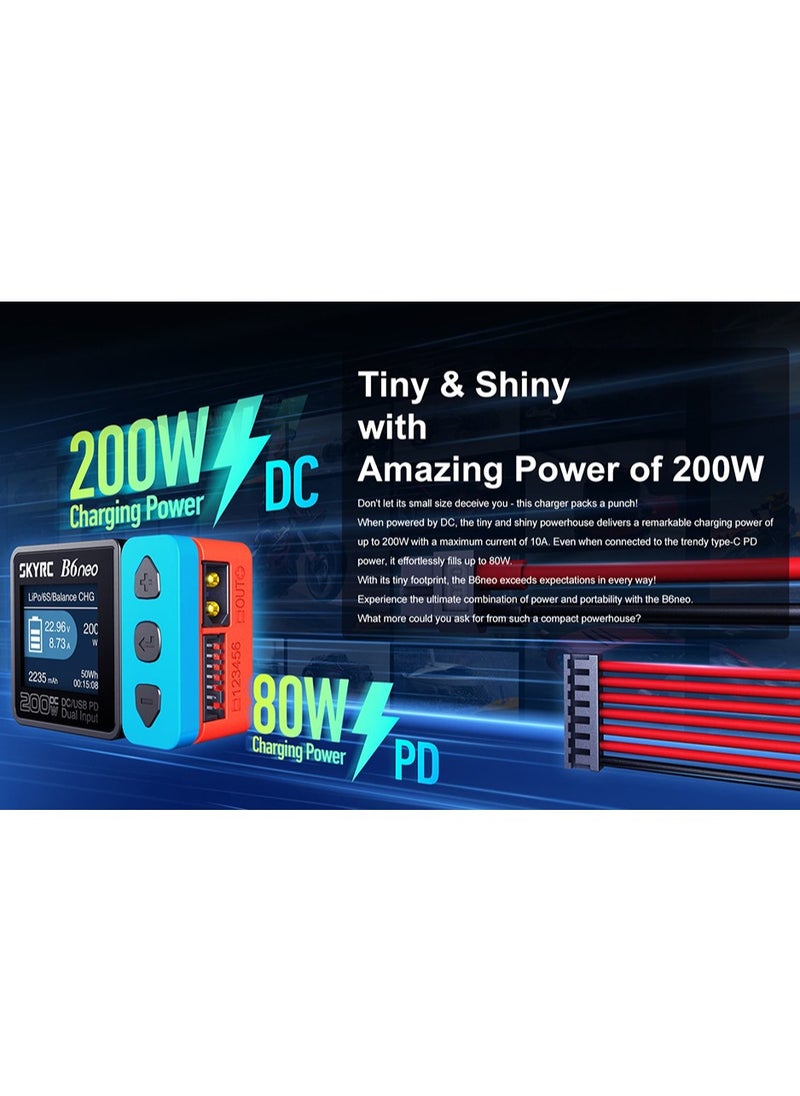 سكاي آر سي شاحن SkyRC B6 Neo الذكي DC 200W PD 80W LiPo شاحن متوازن SK 100198 شاحن تفريغ مدمج 6S  - Image 4