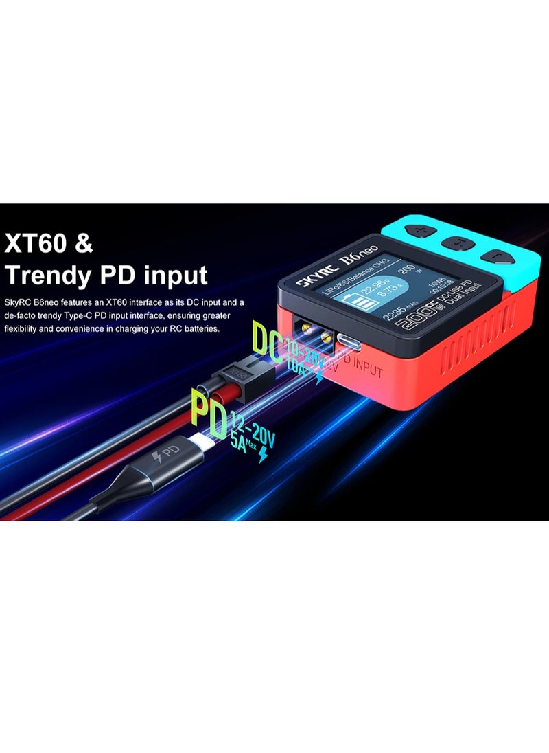 سكاي آر سي شاحن SkyRC B6 Neo الذكي DC 200W PD 80W LiPo شاحن متوازن SK 100198 شاحن تفريغ مدمج 6S  - Image 5
