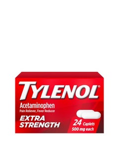 TYLENOL Extra Strength Caplets with 500 mg Acetaminophen, Pain Reliever & Fever Reducer, 24 ct  - Image 1