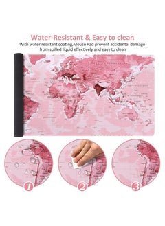 Generic PINK World Map Gaming Mouse Pad - (80×30cm) for Keyboard and Mouse Desk Mat for PC - Non Slip Rubber - Speed Edition | 800× 300×2 mm  - Image 2
