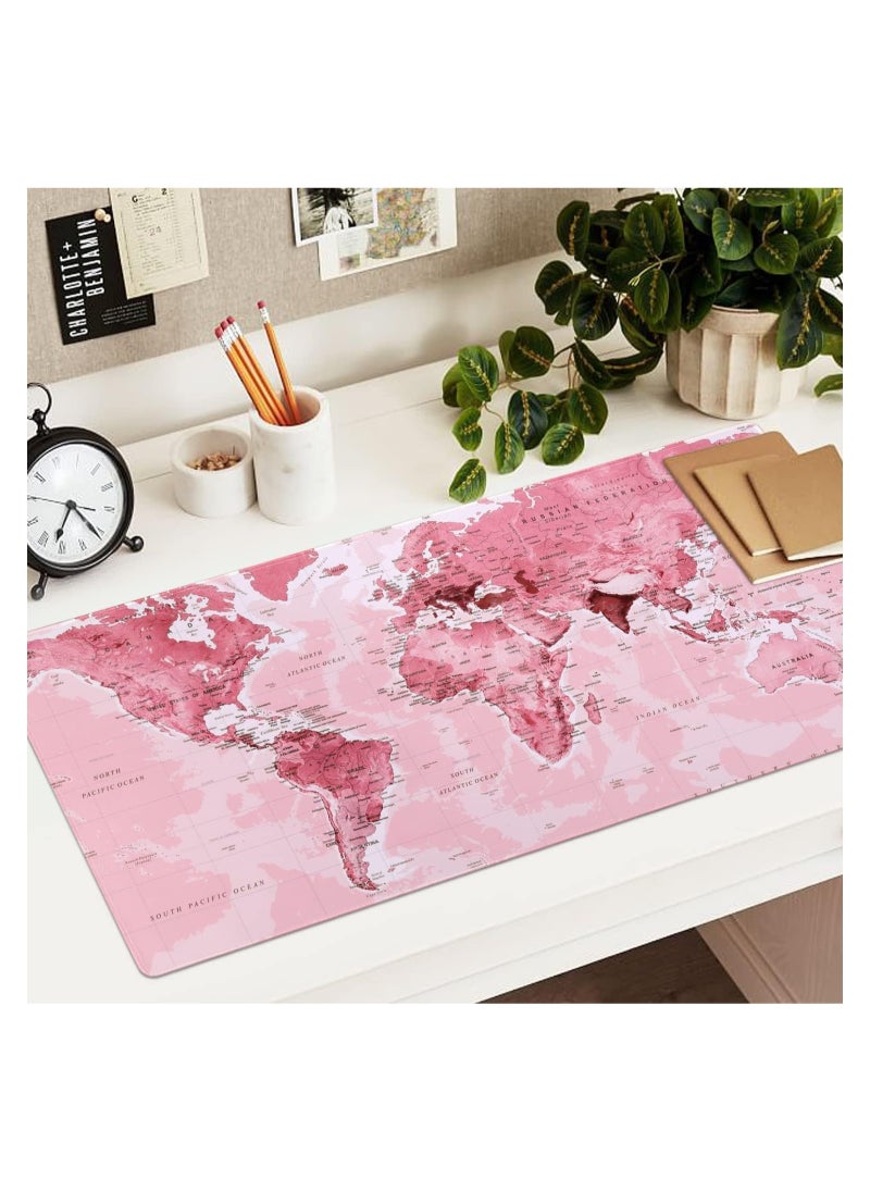 Generic - PINK World Map Gaming Mouse Pad - (80×30cm) for Keyboard and Mouse Desk Mat for PC - Non Slip Rubber - Speed Edition | 800× 300×2 mm - Image 1
