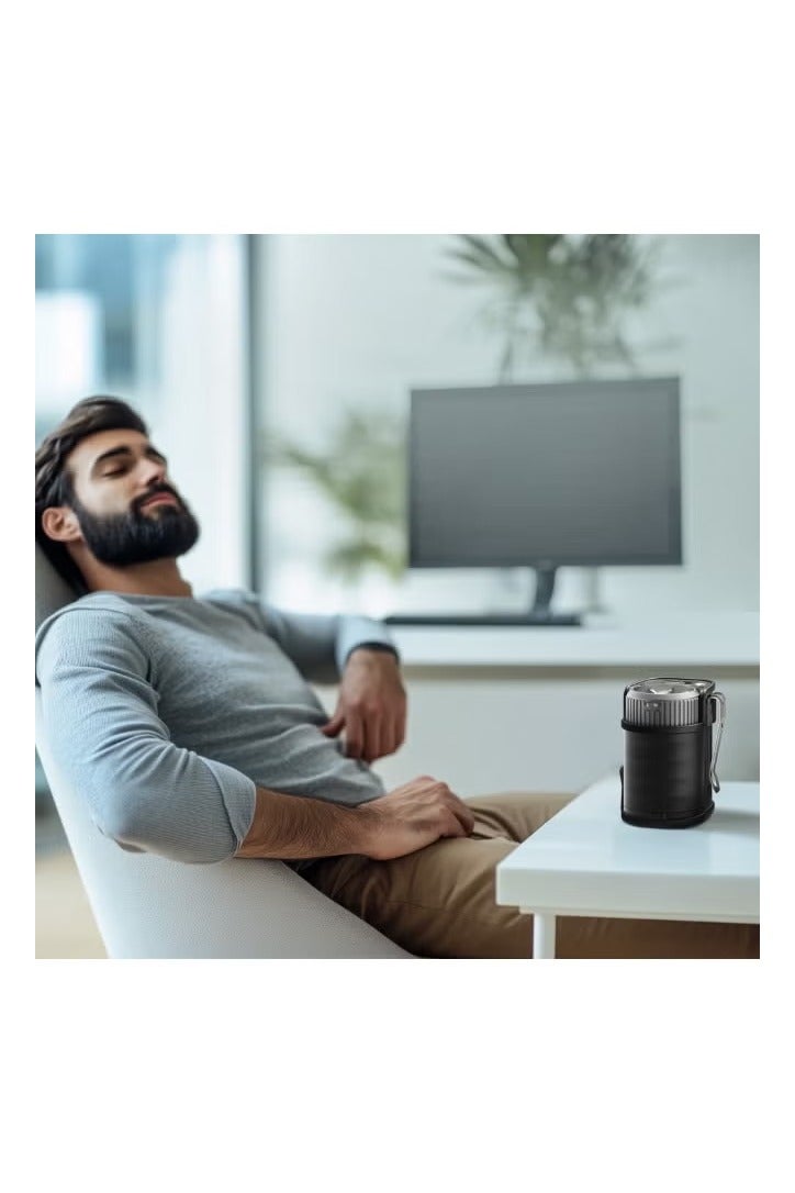 كرونايتي مروحة خصر محمولة - مزودة بمصابيح LED ومصاعد طاقة | سرعة الرياح قابلة للتعديل على 5 مستويات + سعة بطارية 8000 ملي أمبير/ساعة، عمر بطارية يصل إلى 20 ساعة. مزودة بمنفذين USB و TYPE - C للشحن تلفونك. هذه المروحة التي يمكن ارتداؤها وربطها بخصر مناسبة للخيمات والسفر والمواقع البناء والمزارع الصيد والرياضة. - Image 4