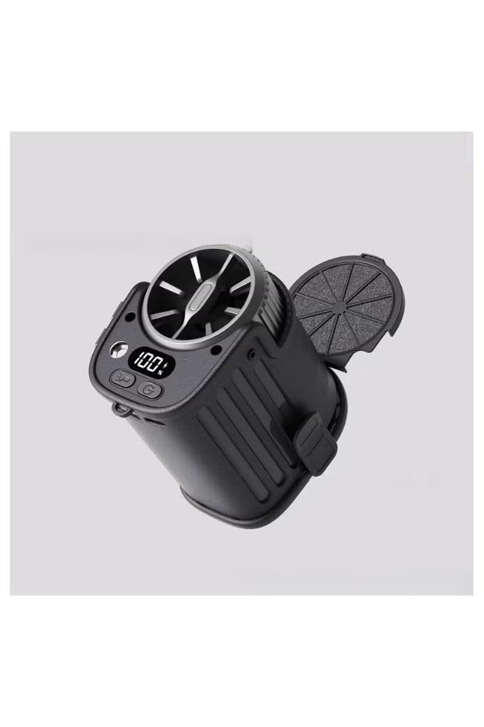 كرونايتي مروحة خصر محمولة - مزودة بمصابيح LED ومصاعد طاقة | سرعة الرياح قابلة للتعديل على 5 مستويات + سعة بطارية 8000 ملي أمبير/ساعة، عمر بطارية يصل إلى 20 ساعة. مزودة بمنفذين USB و TYPE - C للشحن تلفونك. هذه المروحة التي يمكن ارتداؤها وربطها بخصر مناسبة للخيمات والسفر والمواقع البناء والمزارع الصيد والرياضة. - Image 5