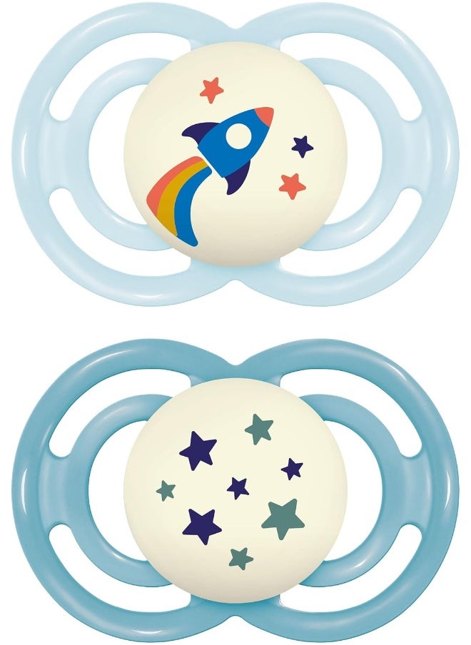 MAM MAM Perfect Night Pacifiers, Glow in The Dark Pacifiers MAM Pacifiers 16 Plus Months, Best Pacifier for Breastfed Babies, Baby Boy Pacifier  - Image 1
