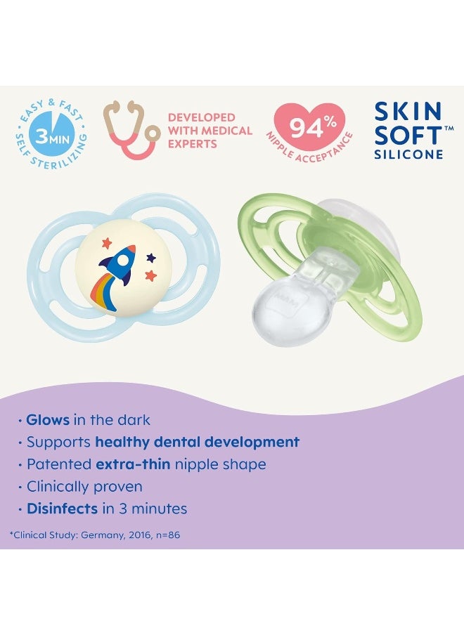 MAM MAM Perfect Night Pacifiers, Glow in The Dark Pacifiers MAM Pacifiers 16 Plus Months, Best Pacifier for Breastfed Babies, Baby Boy Pacifier  - Image 2