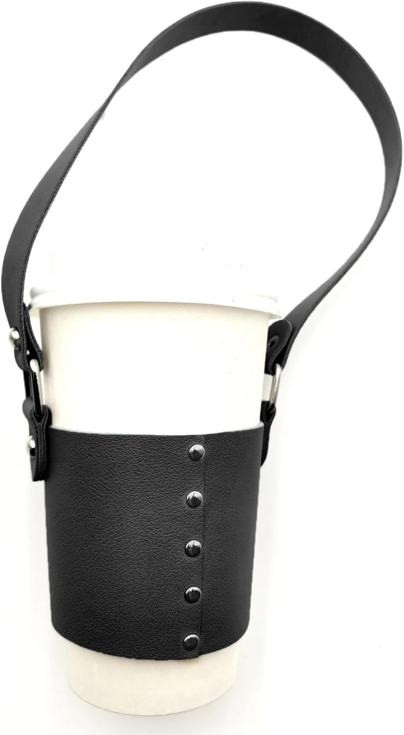 Handheld Cup Carrying Holder Water Bottle Sleeve Portable Drinks Carriers Beverage Cover Drinks Leather Handheld Sleeve Leather Travel Accessory - Image 4