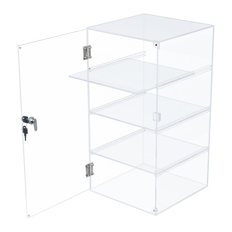 Choowin Choowin 4 Shelf Acrylic Display Case with Lock Key Clear Locking Display Case Showcase Cabinet with Removable Shelves  Safe Storage for Collectibles Labubu 9x9x19 inch