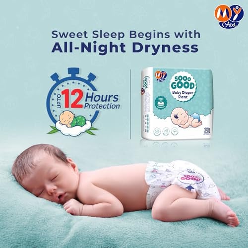 MyAid SOOO GOOD Baby Diaper Pants With Aloe Lotion & Wetness Indicator | Soft & Comfortable | Fast Absorption, Rash-Free, Leak-Proof, Large Size (L) 9-14 kg, 14 Count, Pack of 2 - Image 4