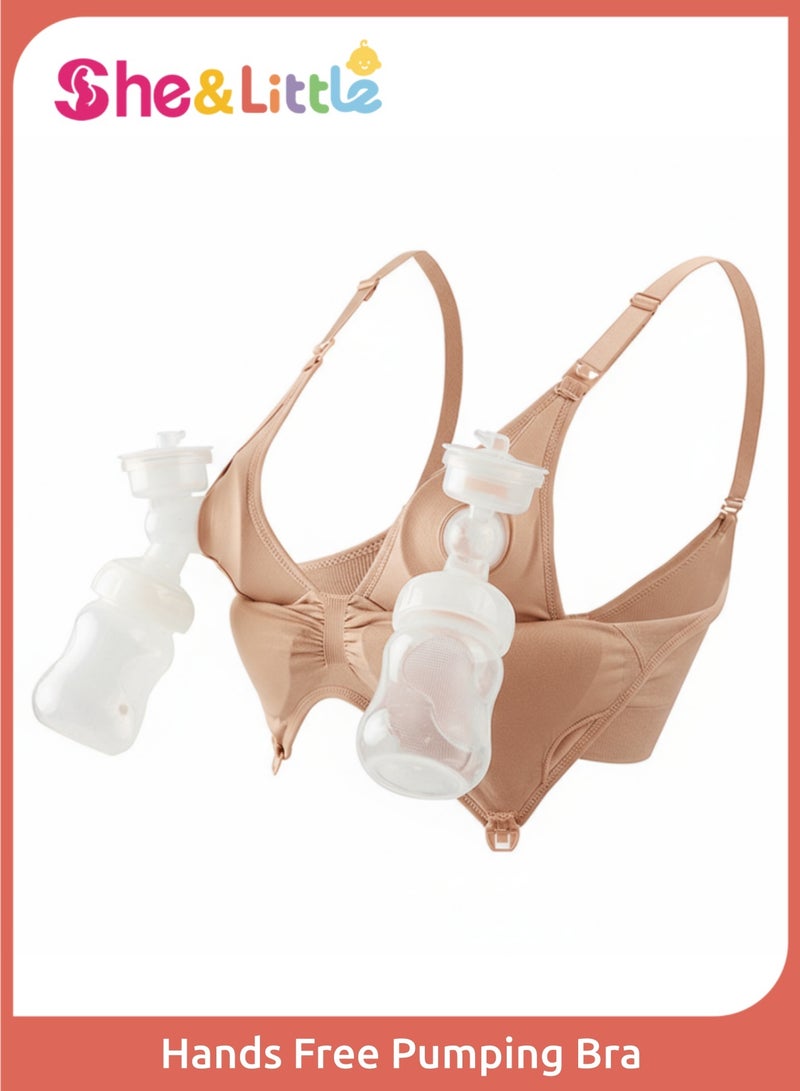 She&Little Hands Free Pumping Bra, Maternity Bra, Nursing Bra, Hands-Free Pumping, Wirefree & Seamless Comfort, Nighttime Easy Nursing, Hands-Free Pumping, Discreet Nursing Outdoors (Skin Color) - Image 1