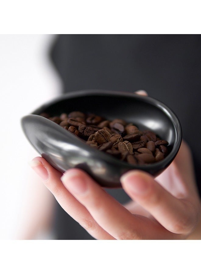 DUKASOU Ceramic Coffee Bean Weighing Tray Holding Tea Bath Salts Coffee Flour Raisins Nuts Tray Storage Container Black - Image 2