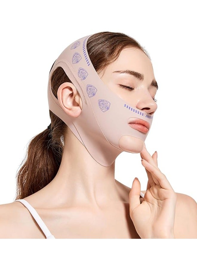 Loquat Reusable V Shape Face Lift Strap, Beauty Face Sculpting Sleep Mask, Relieve Sagging Skin, Reduce Pwelling and Firm Skin, Face Lift Belt for Men and Women - Pink - Image 1