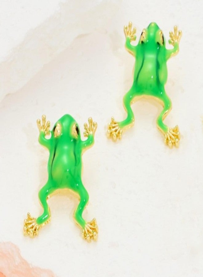 Frodete Frog Earrings For Women Funny Green Frogs 3D Animal Stud Jewelry Gifts Accessories Cute Cartoon Design - Image 5