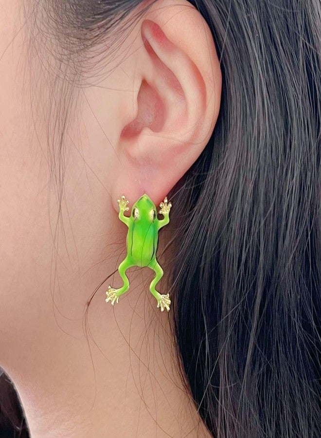 Frodete Frog Earrings For Women Funny Green Frogs 3D Animal Stud Jewelry Gifts Accessories Cute Cartoon Design - Image 3