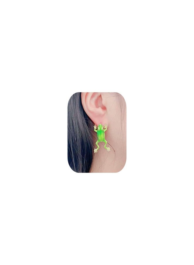 Frodete Frog Earrings For Women Funny Green Frogs 3D Animal Stud Jewelry Gifts Accessories Cute Cartoon Design - Image 1