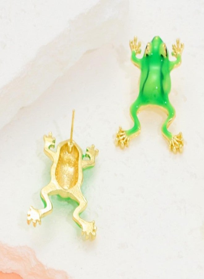 Frodete Frog Earrings For Women Funny Green Frogs 3D Animal Stud Jewelry Gifts Accessories Cute Cartoon Design - Image 4