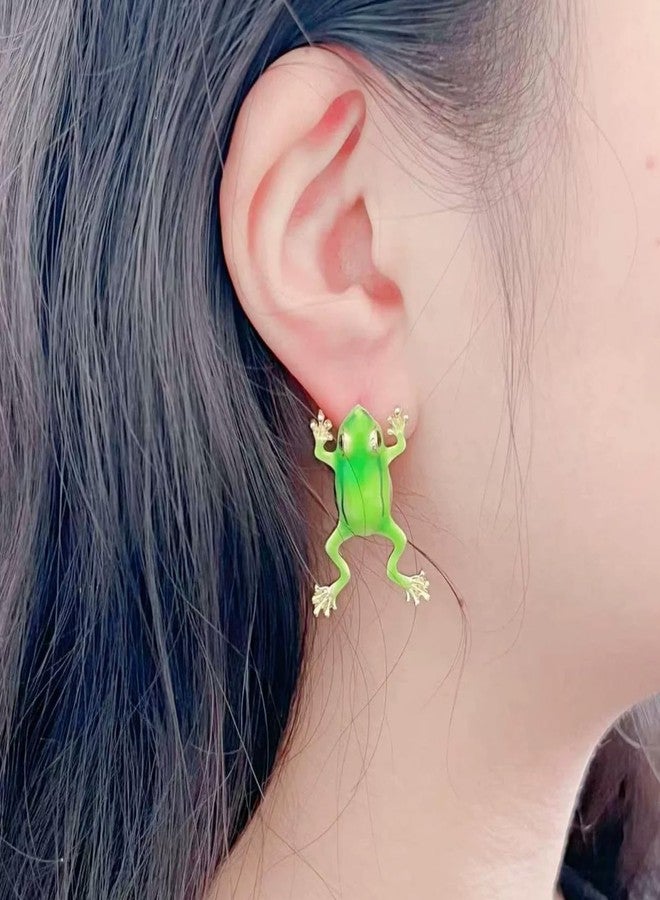 Frodete Frog Earrings For Women Funny Green Frogs 3D Animal Stud Jewelry Gifts Accessories Cute Cartoon Design - Image 2