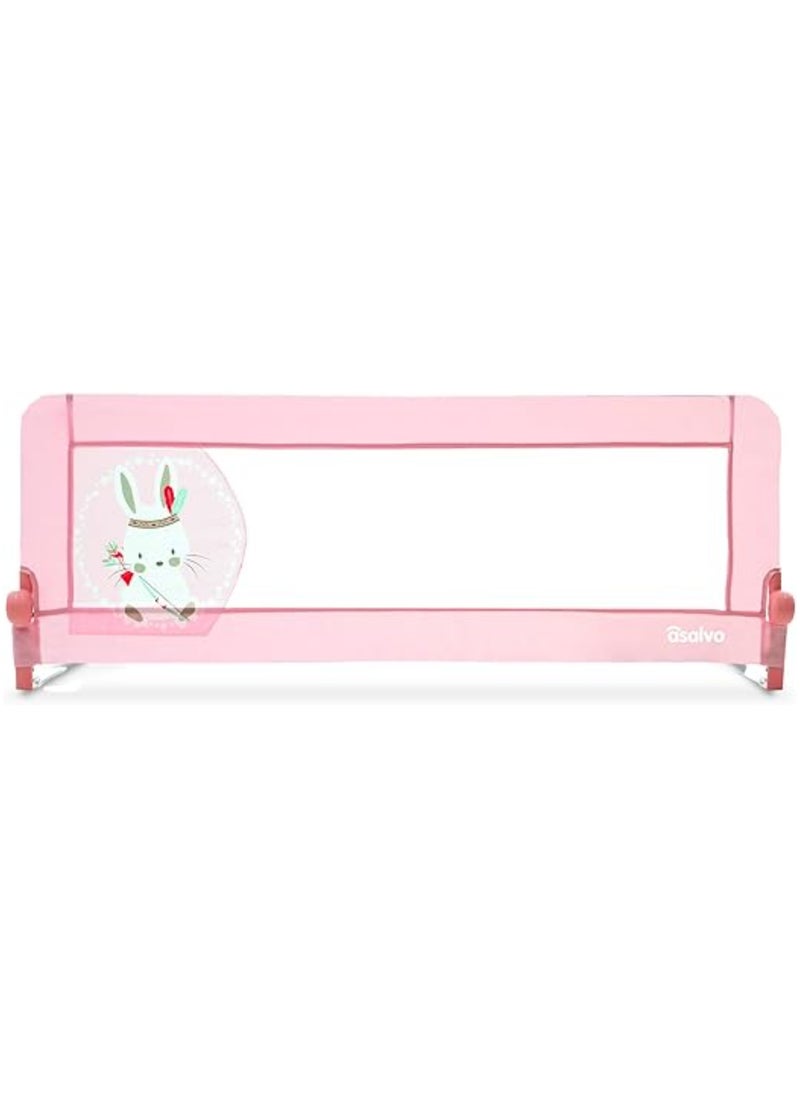 2-in-1 Pink Bed Rail – Foldable & Height Adjustable Safety Guard for Kids | Portable Anti-Fall Canvas Fence for Baby & Toddler Beds (Color: Pink, Size: Tai)  - Image 1