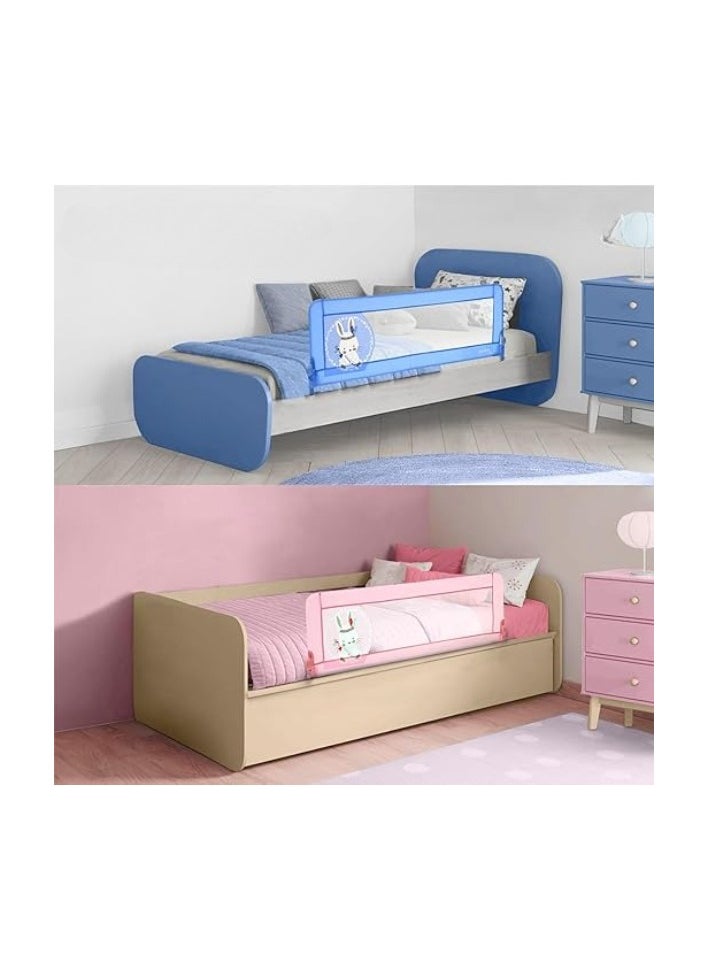 2-in-1 Pink Bed Rail – Foldable & Height Adjustable Safety Guard for Kids | Portable Anti-Fall Canvas Fence for Baby & Toddler Beds (Color: Pink, Size: Tai)  - Image 2