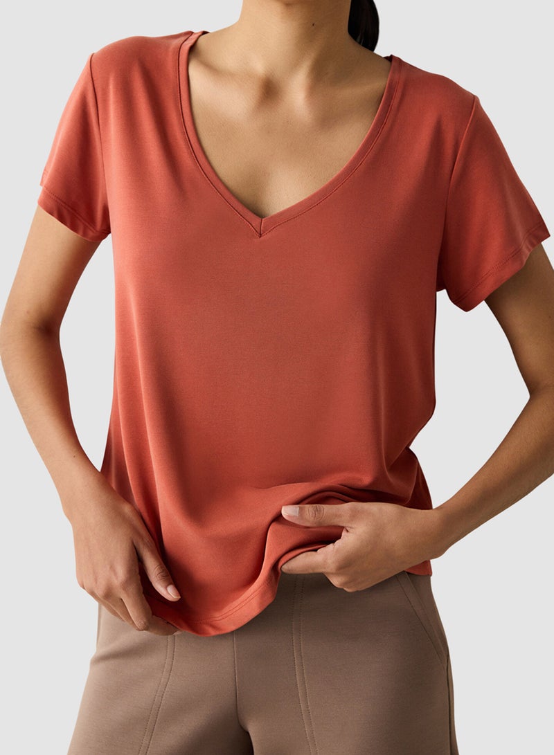 Penti V Neck Regular Fit Modal T-Shirt - Image 2