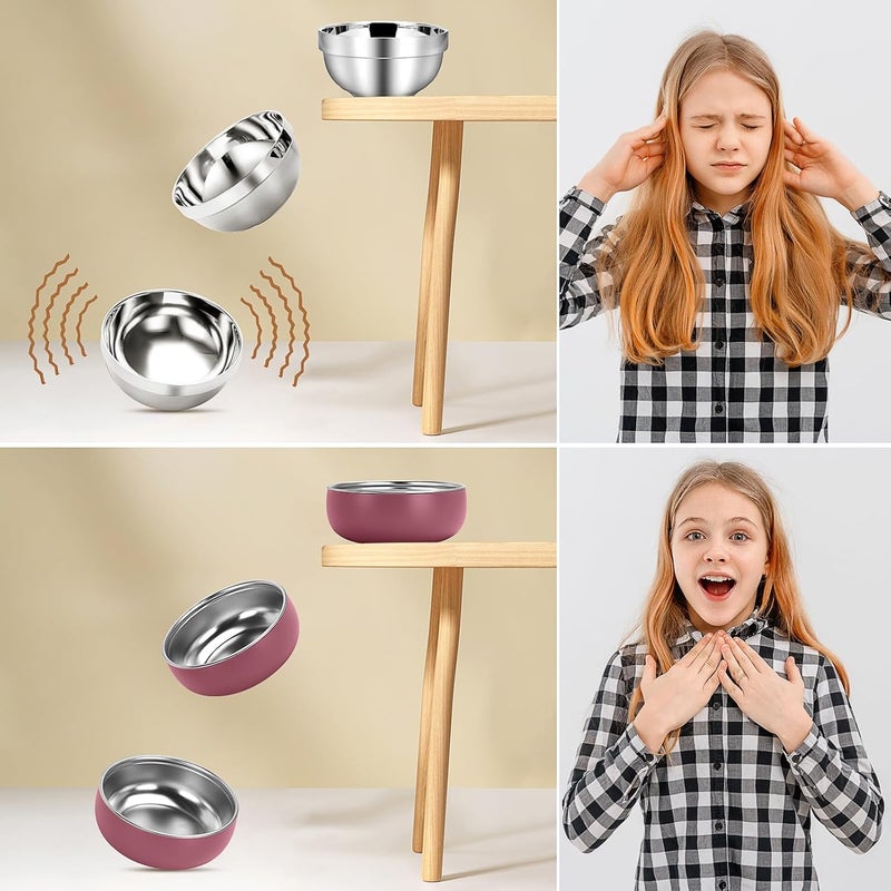 ShineMe 4 pack Baby Bowls 5 Inches Wide Stainless Steel Bowls for Kids with Removable Colorful Silicone Sleeve Unbreakable Toddler Bowls for Soup Cereal Yogurt Snacks - Image 4