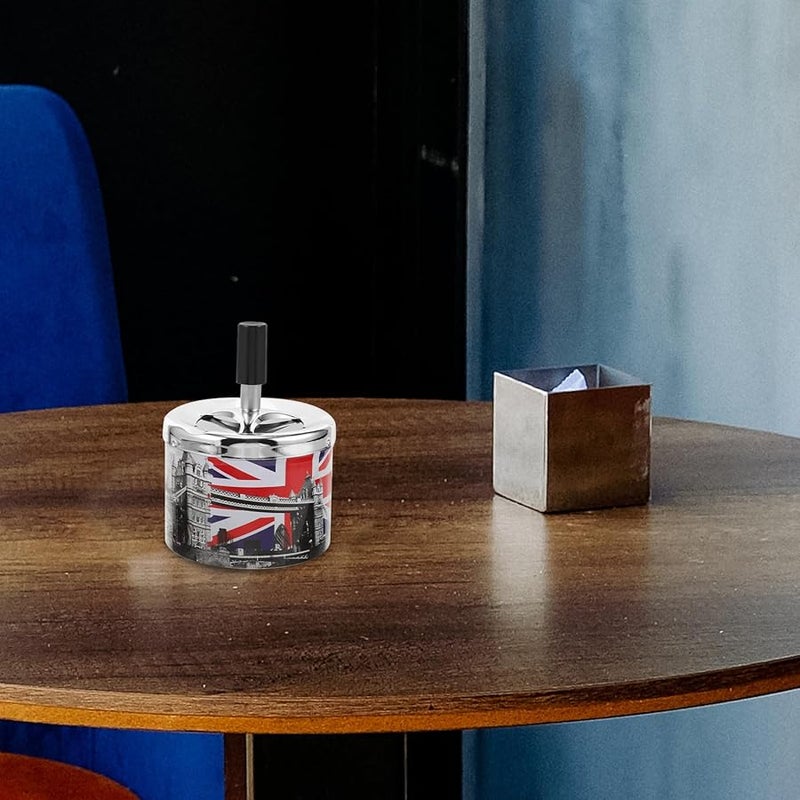 Rotatable Lid Metal Cigarette Ashtray Automatic Extinguishing Desktop Ashtray Home UK Souvenir - Image 5